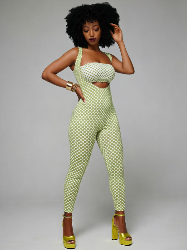 Dot Bandeau Top & Jumpsuit Set