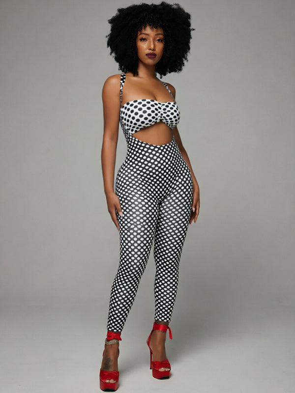 Dot Bandeau Top & Jumpsuit Set