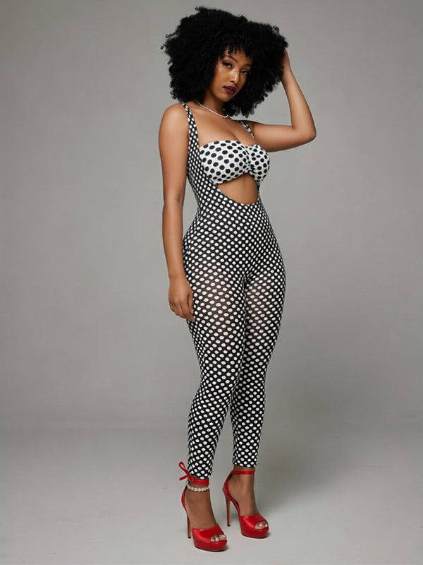 Dot Bandeau Top & Jumpsuit Set