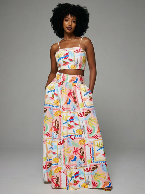 Printed Cami Top & Skirt Set