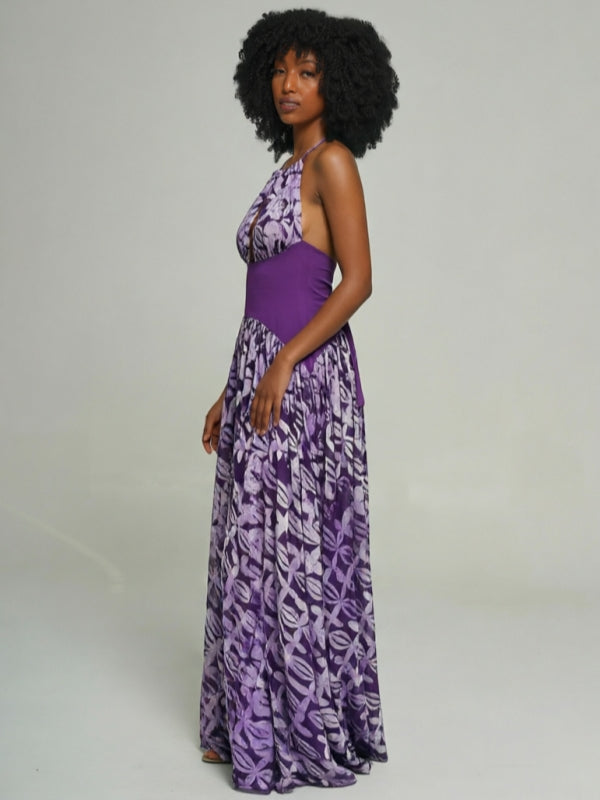 Printed Halter Maxi Dress