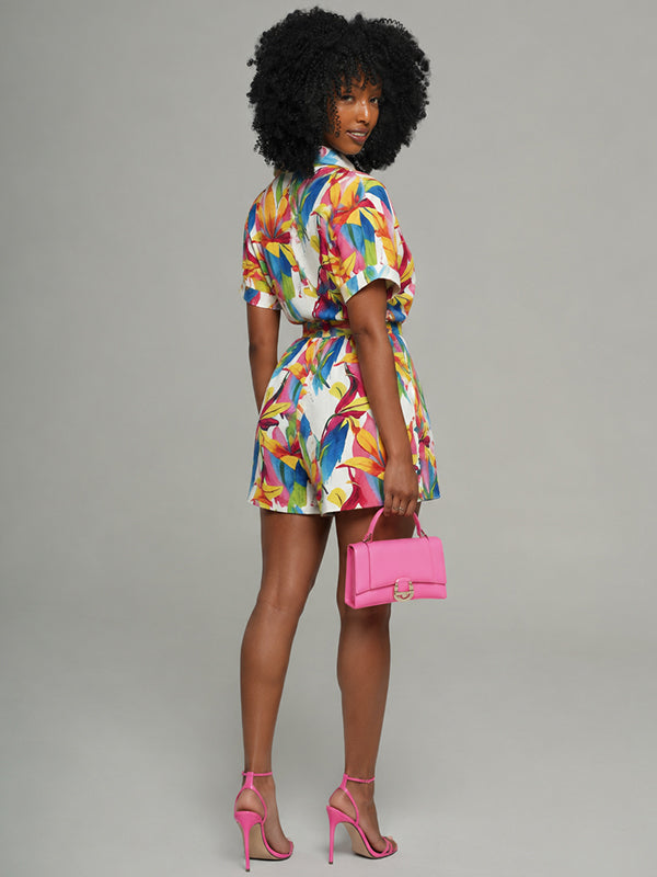 Printed Tied Shirt & Shorts Set