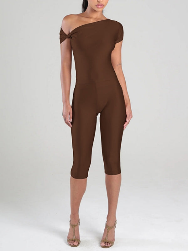 Solid Boat-Neck Top & Capri Pants Set