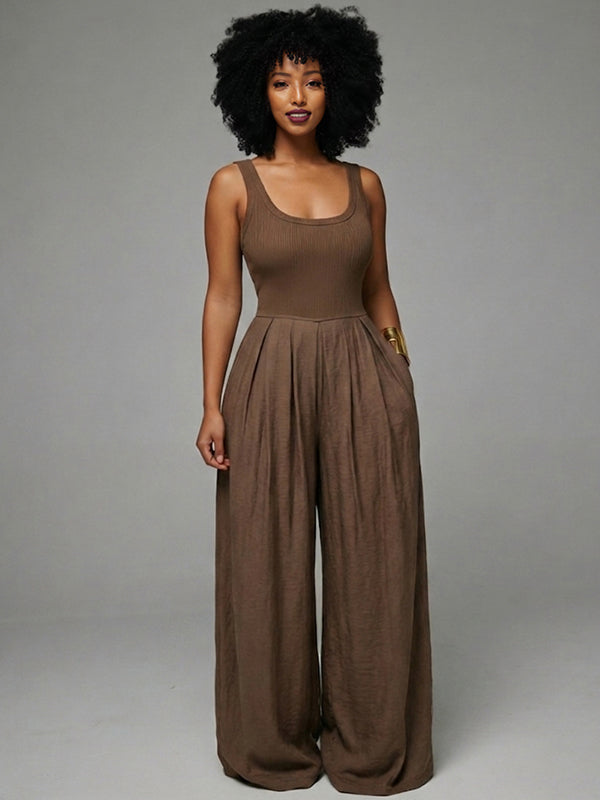 Wide-Leg Sleeveless Jumpsuit