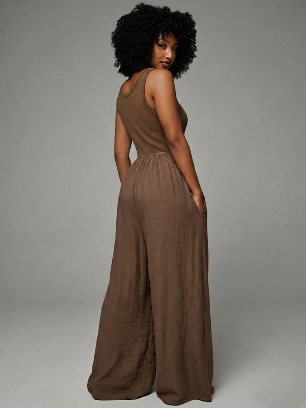 Wide-Leg Sleeveless Jumpsuit