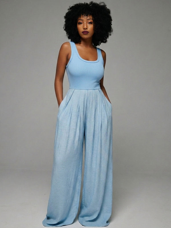 Wide-Leg Sleeveless Jumpsuit