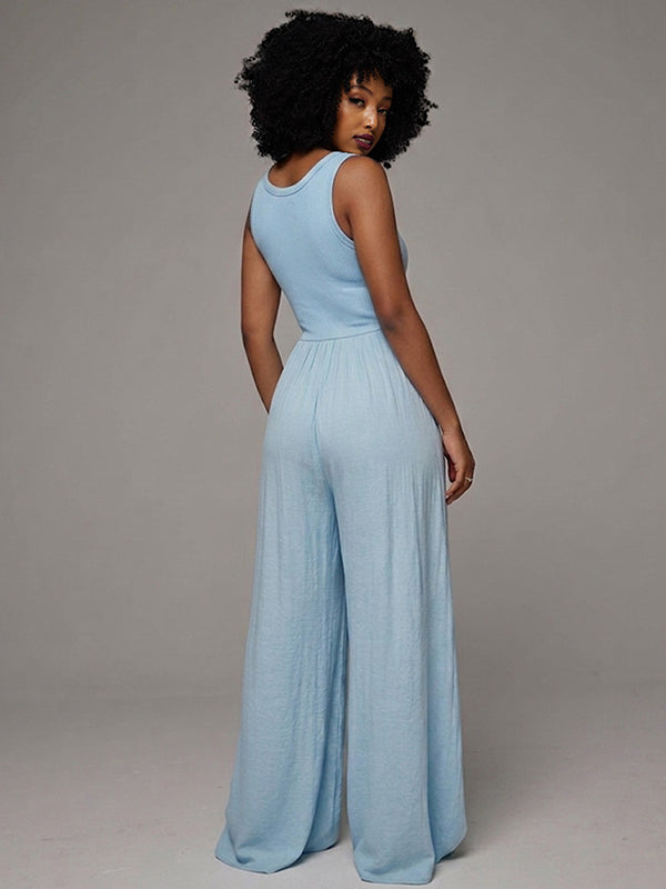 Wide-Leg Sleeveless Jumpsuit