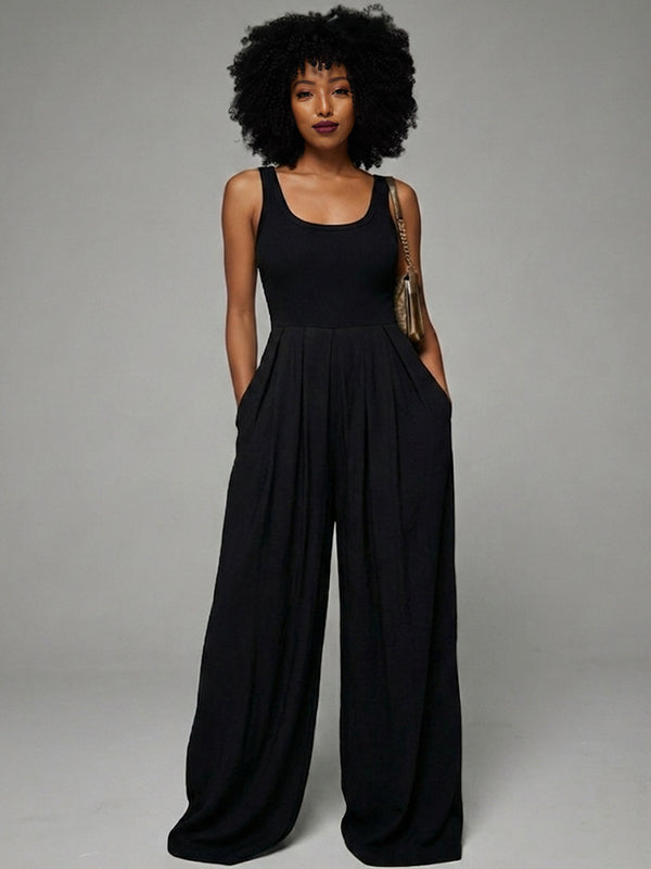 Wide-Leg Sleeveless Jumpsuit
