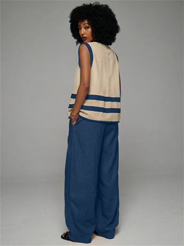 Two-Tone V-Neck Tank Top & Pants Set
