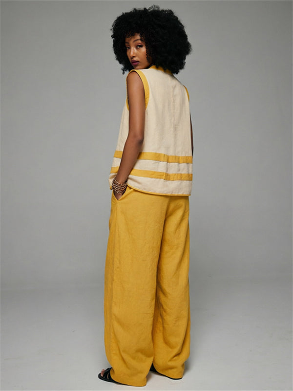 Two-Tone V-Neck Tank Top & Pants Set