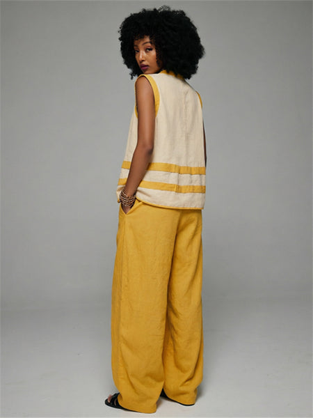 Two-Tone V-Neck Tank Top & Pants Set