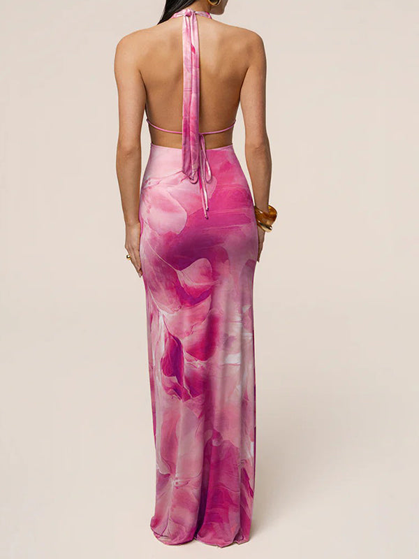 Printed Halter Maxi Dress