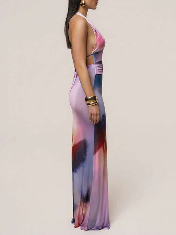 Printed Halter Maxi Dress