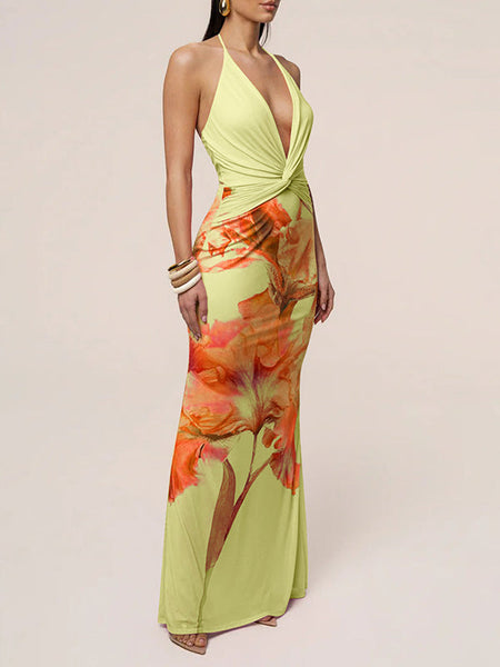 Floral Halter Maxi Dress
