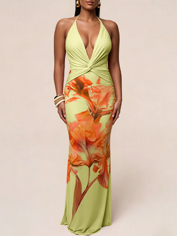 Floral Halter Maxi Dress