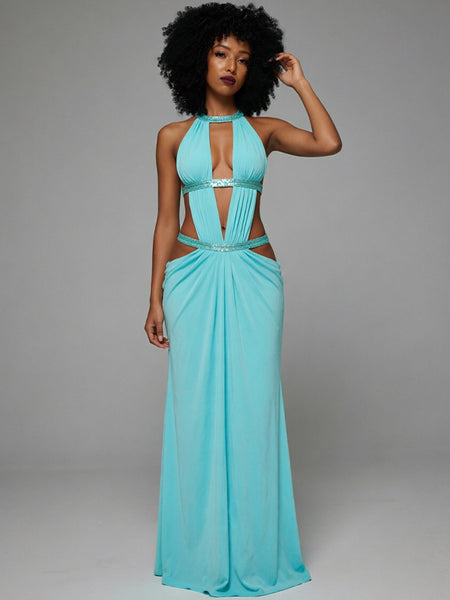Cutout Combo Sleeveless Maxi Dress
