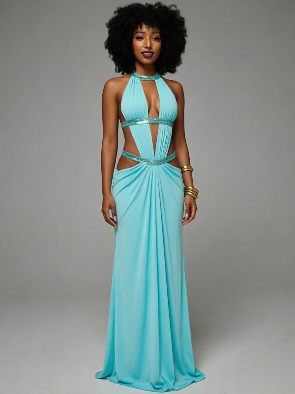 Cutout Combo Sleeveless Maxi Dress