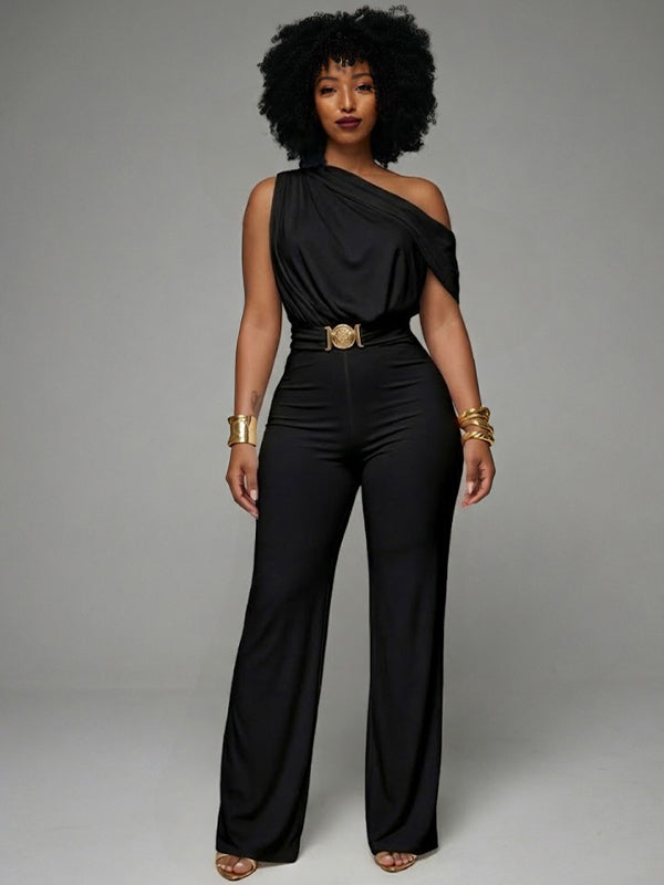 Boat-Neck Sleeveless Jumpsuit