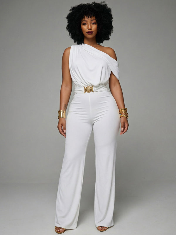 Boat-Neck Sleeveless Jumpsuit