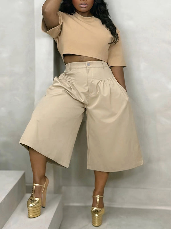 Wide-Leg Capri Pants