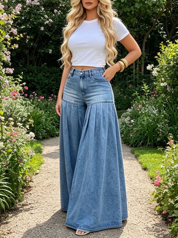 Wide-Leg Combo Jeans
