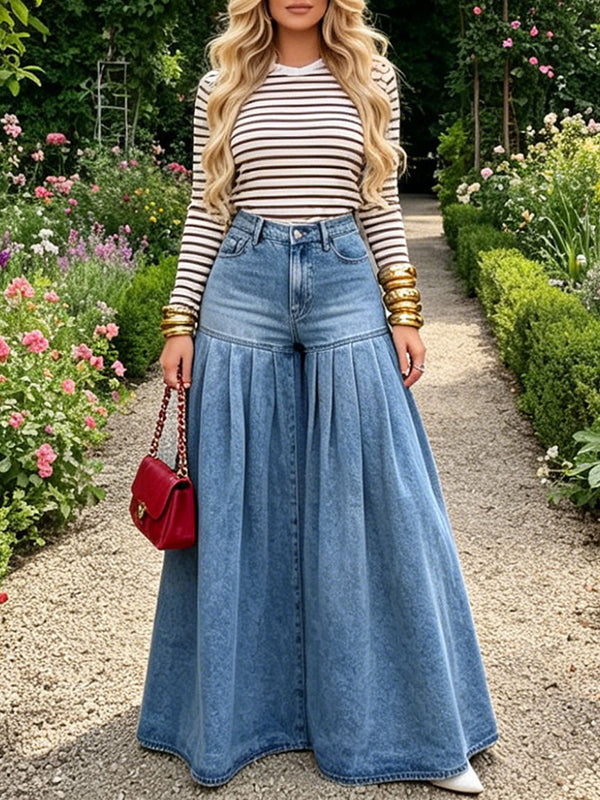 Wide-Leg Combo Jeans