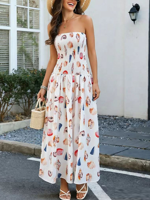 Printed Strapless Maxi Dress