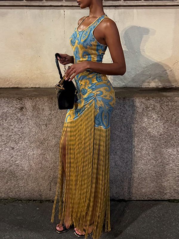 Fringe Combo Sleeveless Dress