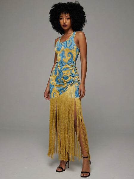 Fringe Combo Sleeveless Dress