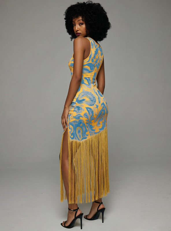 Fringe Combo Sleeveless Dress