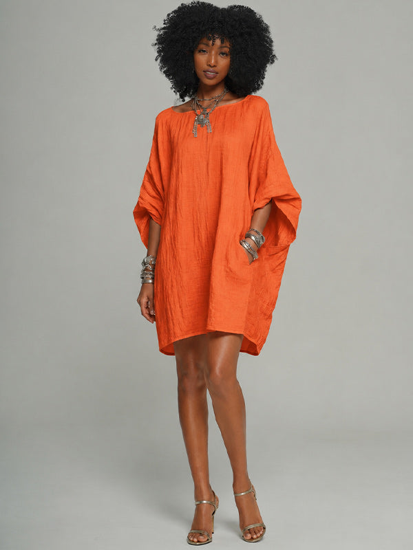Solid Batwing-Sleeve Dress