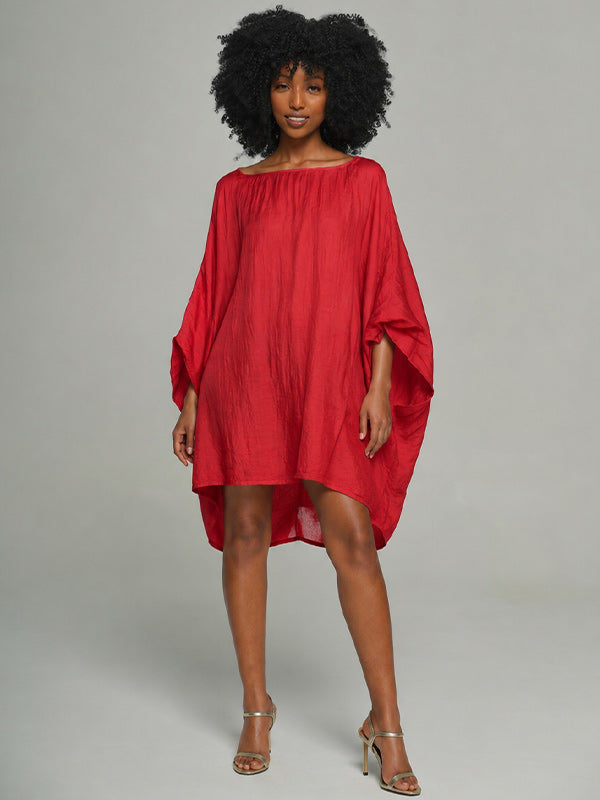 Solid Batwing-Sleeve Dress