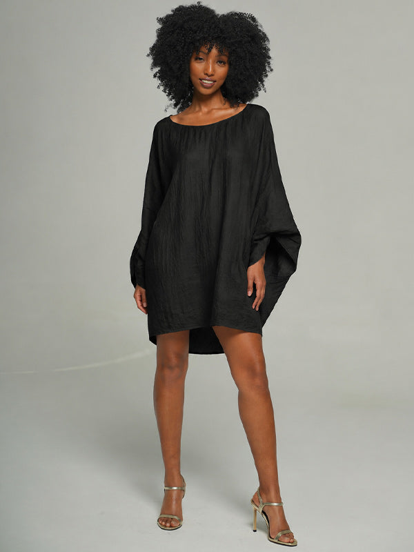 Solid Batwing-Sleeve Dress
