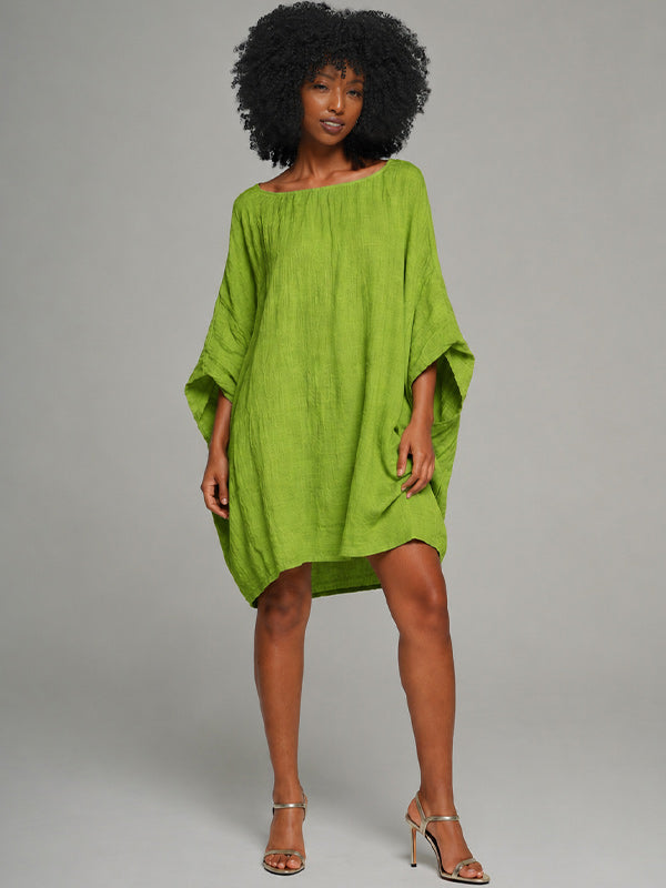 Solid Batwing-Sleeve Dress