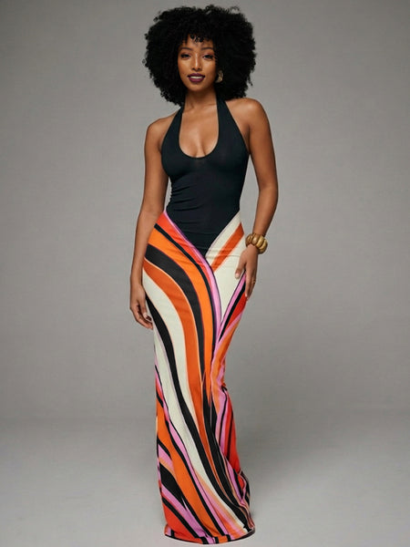 Printed Halter Maxi Dress