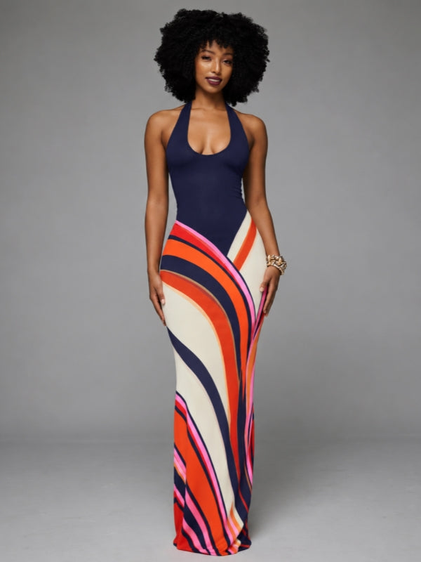 Printed Halter Maxi Dress