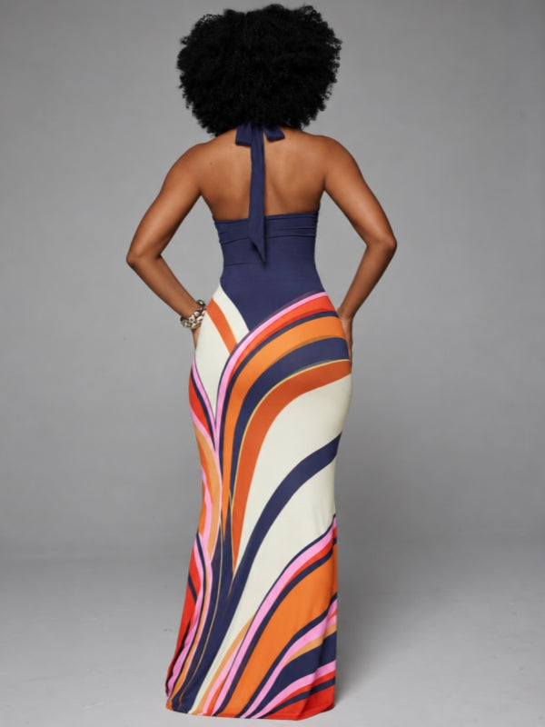 Printed Halter Maxi Dress