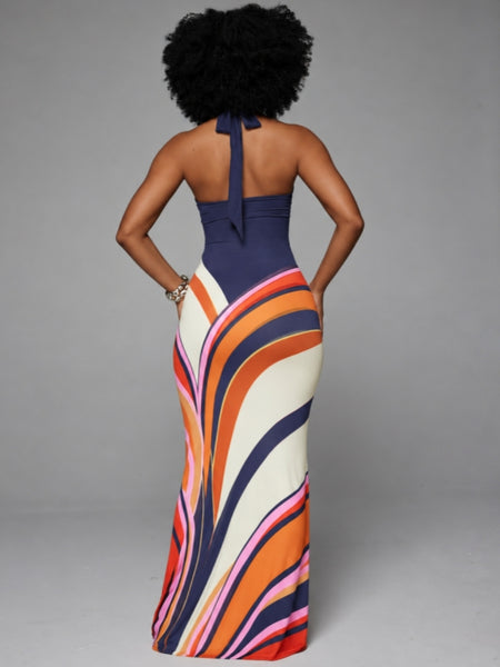 Printed Halter Maxi Dress