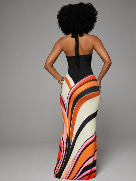 Printed Halter Maxi Dress
