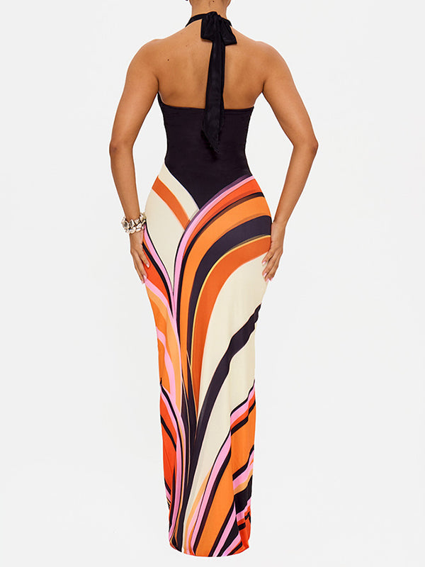 Printed Halter Maxi Dress