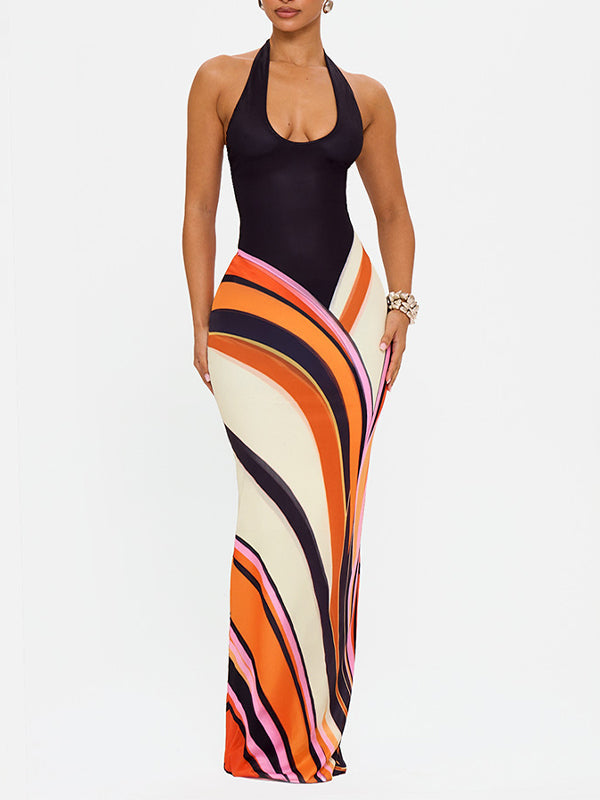 Printed Halter Maxi Dress