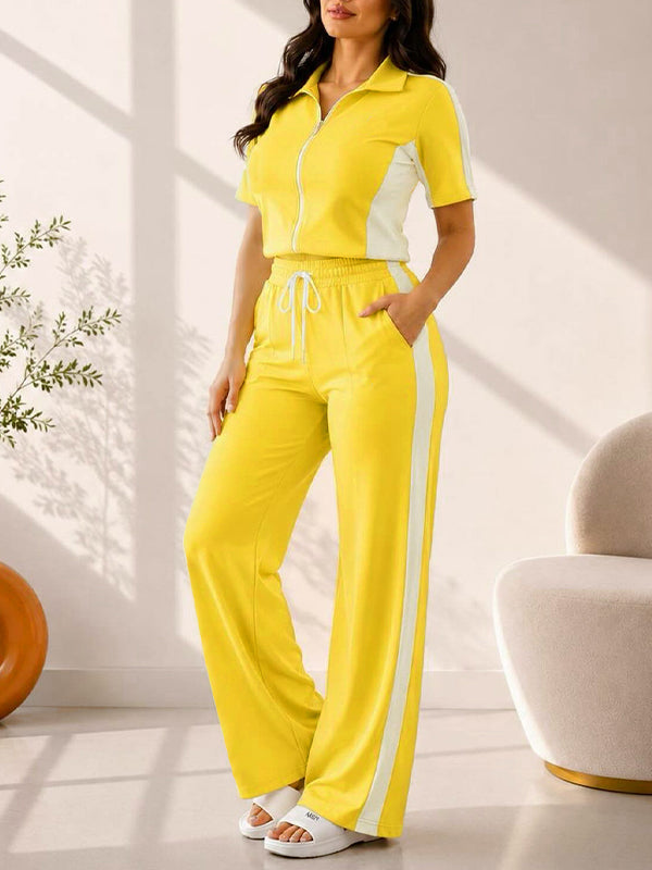 Two-Tone Zip Top & Pants Set