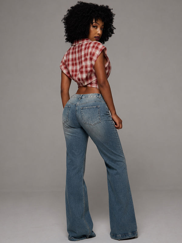 Plaid V-Neck Shirt