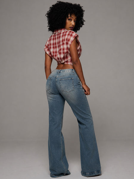 Plaid V-Neck Shirt