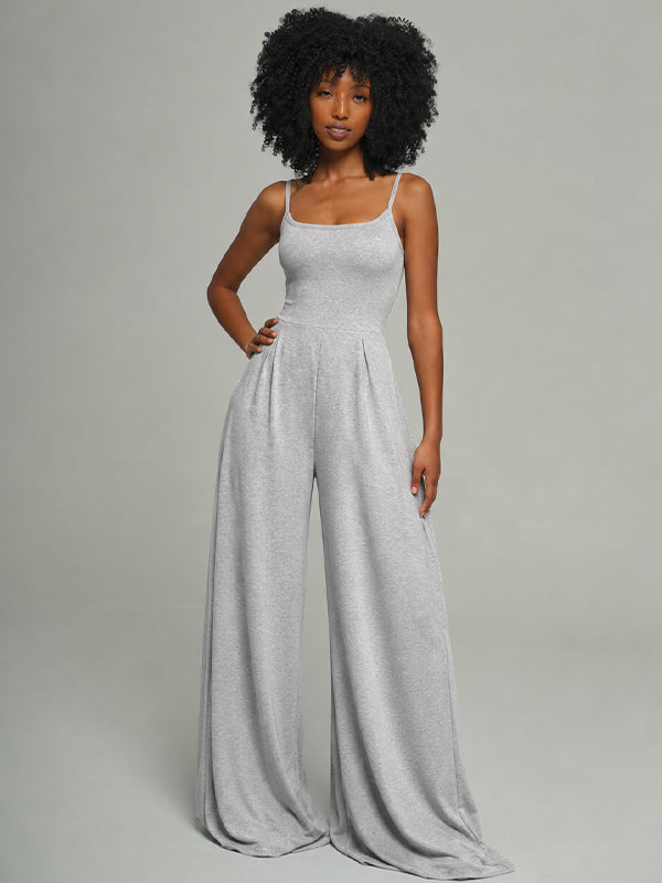 Solid Tie-Back Cami Jumpsuit