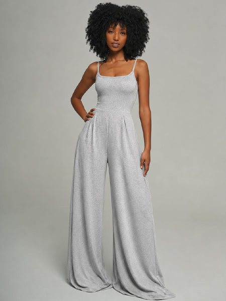 Solid Tie-Back Cami Jumpsuit