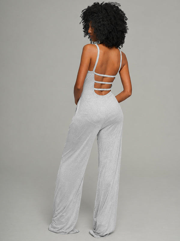 Solid Tie-Back Cami Jumpsuit