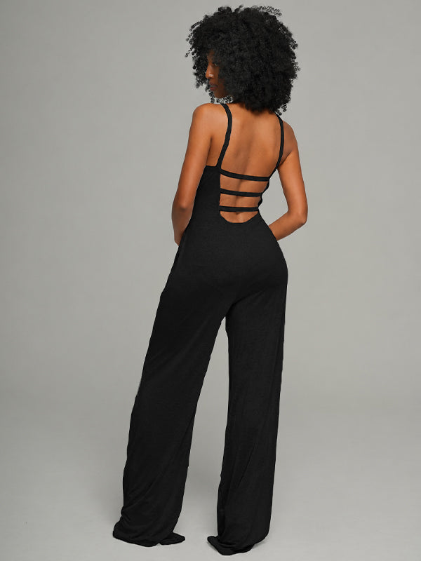 Solid Tie-Back Cami Jumpsuit