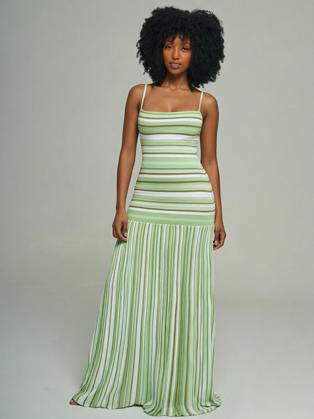 Stripe Combo Cami Maxi Dress