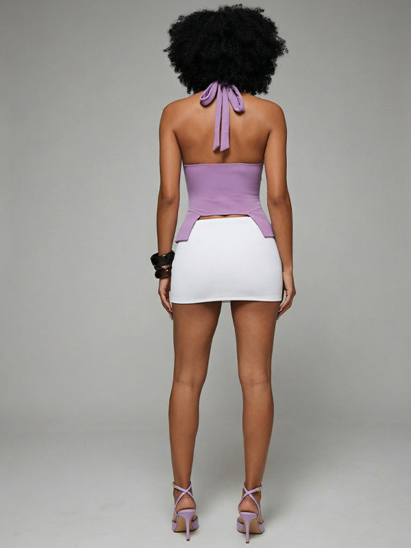 Lace-Up Halter Corset Top